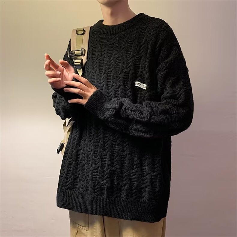 复古美式毛衣男秋冬宽松慵懒风圆领潮oversize针织衫外套Y91-P45,男装针织衫/毛衣,星座1008