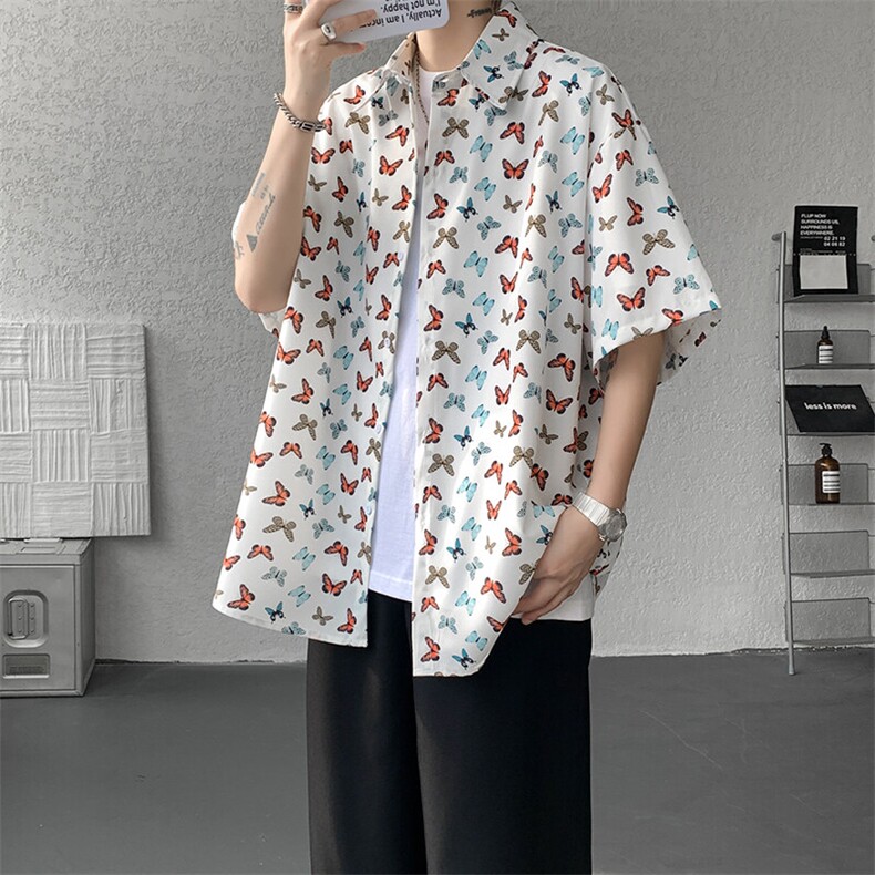 8XL-M花衬衫男短袖夏季薄款冰丝半袖宽松大码休闲外套DC28008P38,男装T恤,电商B312