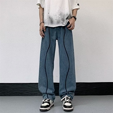 青春流行ins男直筒水洗牛仔裤P45，男装牛仔裤，星座1116-2