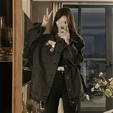 A106-P82美式复古牛仔外套春秋款设计感小众宽松休闲上衣，男装工装外套，星座911