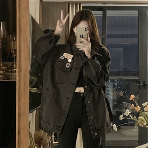 A106-P82 美式复古牛仔外套春秋款设计感小众宽松休闲上衣图片