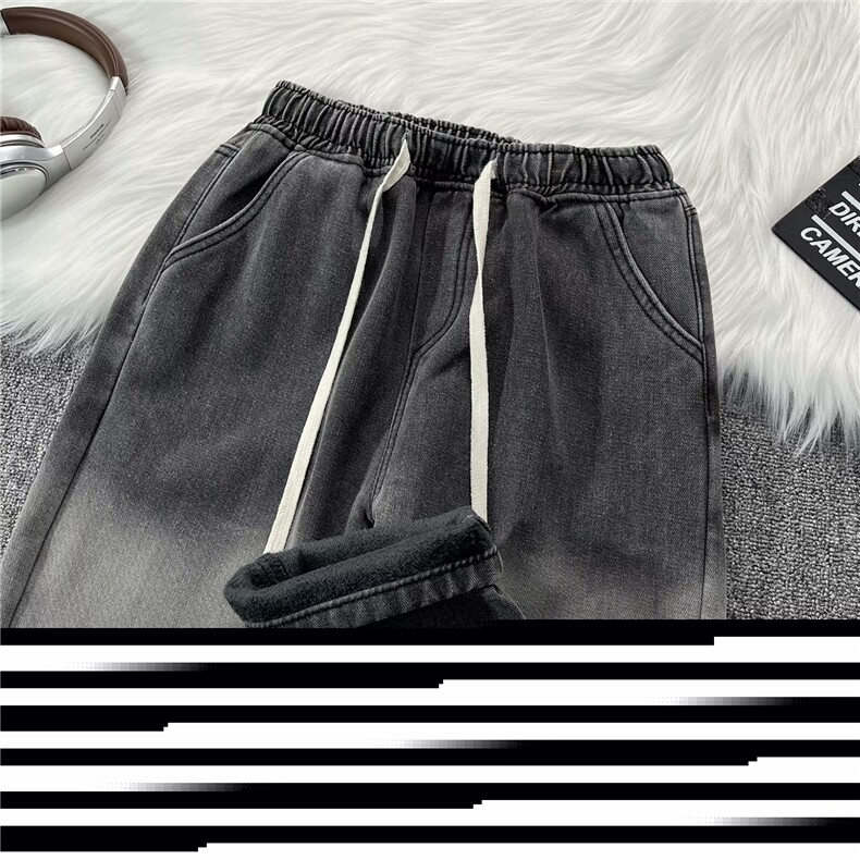 加绒加厚冬款男牛仔裤渐变色保暖牛仔直筒长裤NK8808P50，男装牛仔裤，星座1013-1