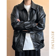 现货-春装皮衣外套男PU机车服皮夹克上衣2025新款A560p95加绒105，男装夹克，电商A351