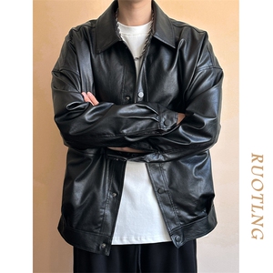 现货-春装皮衣外套男PU机车服皮夹克上衣2025新款A560 p95加绒105图片