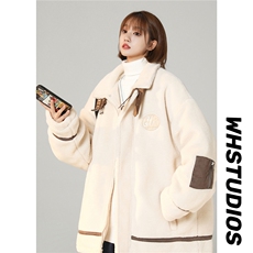 中性风皮毛一体刺绣羊羔毛棉衣男装加厚冬装棉服外套G1037P128女，男装棉衣，电商A339