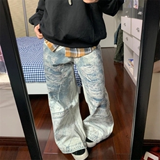 WE1773-P58美式复古高街3D打印花牛仔裤，男装牛仔裤，电商B323A