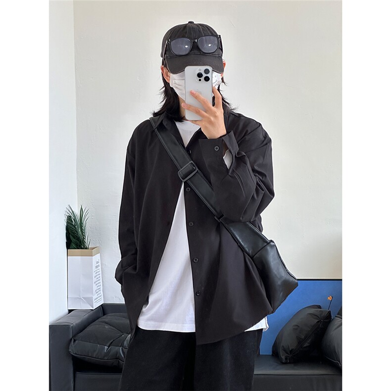 四季薄款冰丝长袖衬衫男简约纯色垂感休闲长袖痞帅衬衣CS031-P28,男装衬衫,星座301C-5