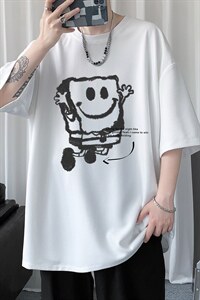 HT73245-P22 华夫格t恤男短袖男大码五分袖  短句风图片