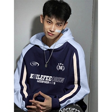 抖音得物供货提供视频秋冬重磅美式宽松接拼连帽卫衣3201，男装卫衣，电商A486