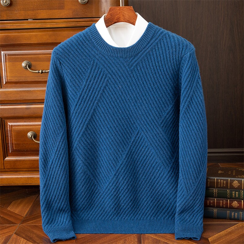 套头时尚都市长袖纯色圆领羊毛衫2024年秋季，男装羊毛衫，牧绒家园高端店