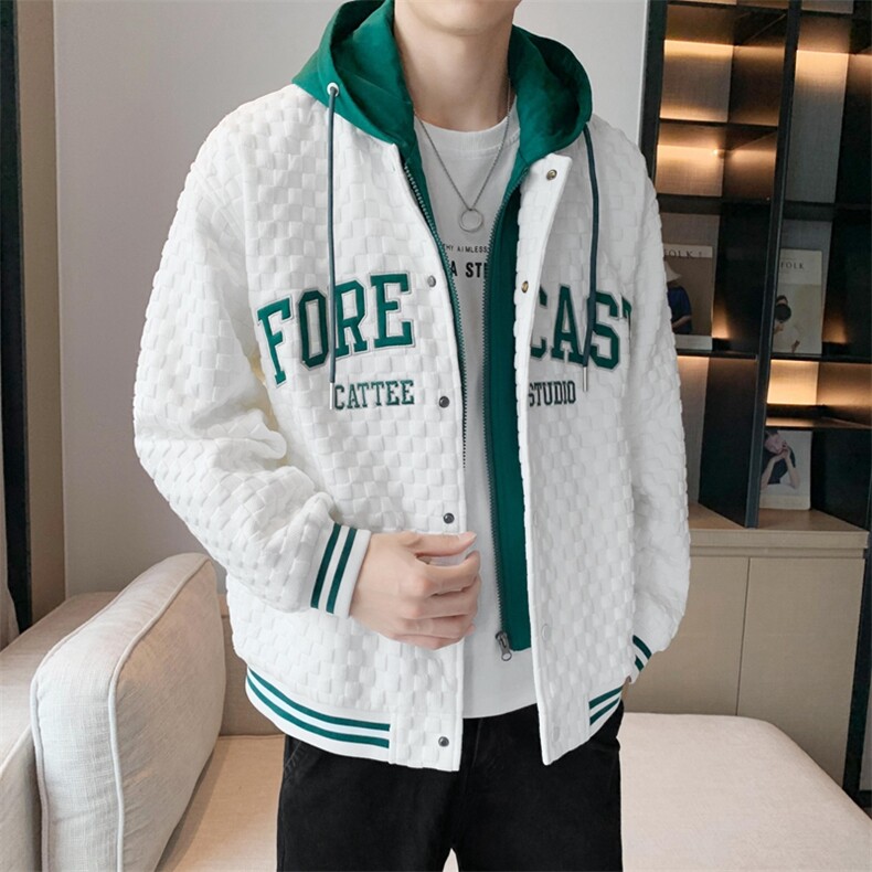 假两件连帽棒球服男潮牌潮流休闲宽松bf风百搭外套JK0272-P95图片