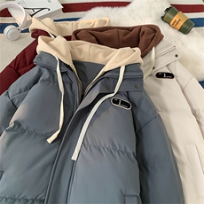 现货抖音得物二开三防加厚假两件拼接连帽棉衣冬季棉服LL9999，男装棉衣，电商A486