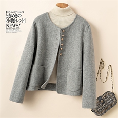 2025百搭时尚圆领短款双兜羊毛大衣，女装双面呢大衣，优远毛呢大衣