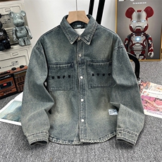 秋季新款机车翻领牛仔夹克外套复古潮男上衣XZ310B-3-NZ23-P65，男装工装外套，星座310B-3