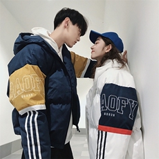BFY原创棉衣男外套冬季潮流加厚百搭蓝色面包服A，男装棉衣，电商A345