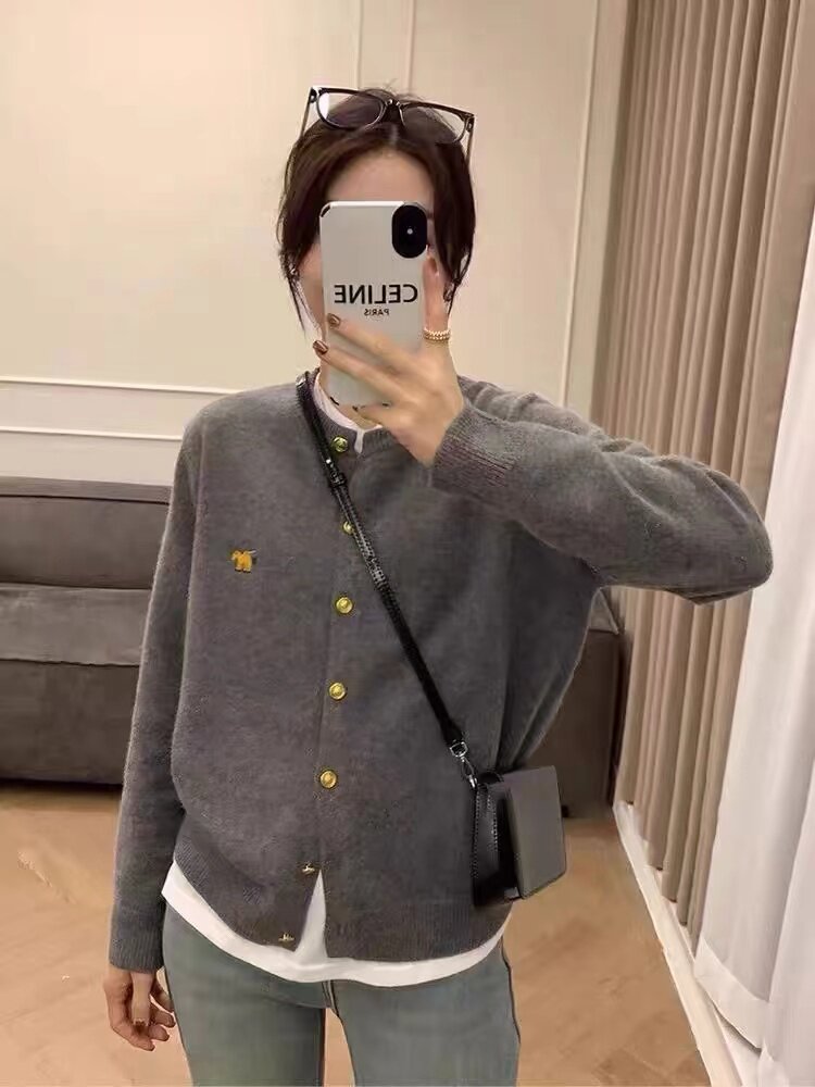 时尚百搭宽松显瘦开衫毛衣女秋季新款韩版长袖针织衫外套上衣,针织衫/毛衣,忠诺羊绒