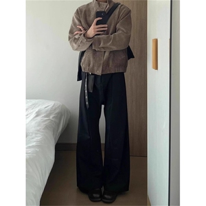 美式铜氨触感哈灵顿夹克男女树纹肌理千鸟格内里外套JK858-P77图片