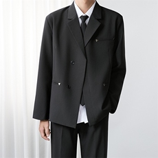 轻熟风双排扣垫肩小西服男士痞帅休闲西装外套单西秋装W6828-P65，男装西服套装，星座412-3