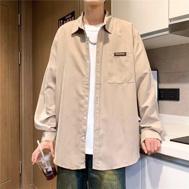 长袖衬衫男韩版潮流高级感上衣服港风休闲学生痞帅衬衣秋冬季外套,男装衬衫,星座1013