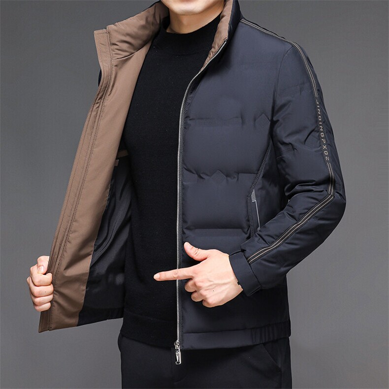 冬季男士标立领羽绒服保暖休闲商务衣白鸭绒时尚户外外套男装,男装羽绒服,钱塘6003（原4033）