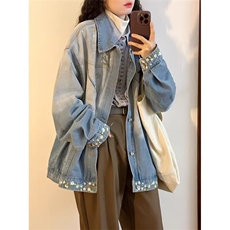 JK8973-P73美式复古秋季新款花卉潮牌设计感渐变刺绣牛仔夹克，男装夹克，电商B323A