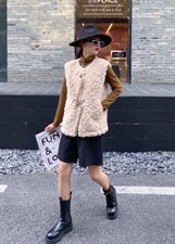 皮毛一体马甲，女装马甲，秋莎明月