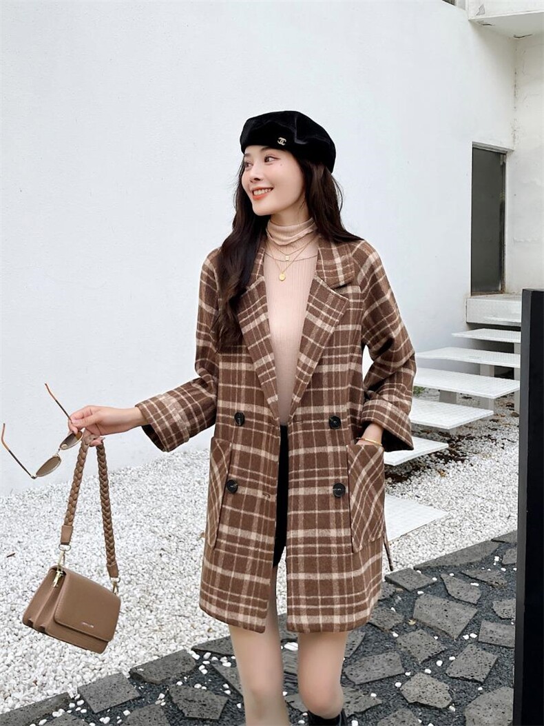 冬装羊毛格子大衣，其它，樱·之秀