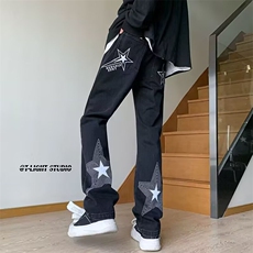 美式高街刺绣星星牛仔裤男修身直筒微喇裤513ACK2343P32，男装牛仔裤，星座513A