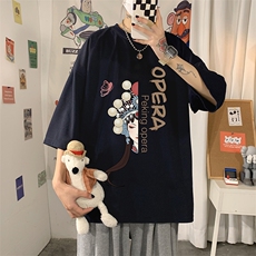 Q11161-P30京剧脸谱春夏季七分袖t恤男大码五分袖男短袖中袖，男装T恤，电商A040
