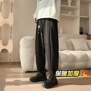 搭配马丁靴的裤子男春秋季青少年痞帅高级感西装裤垂感九分休闲裤图片