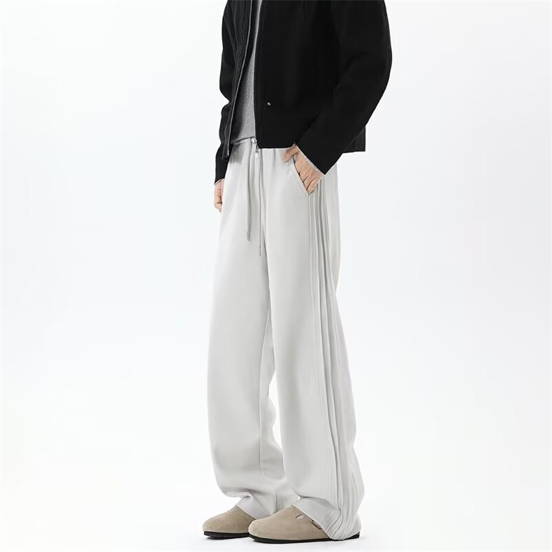美式高街休闲裤子男女秋季宽松直筒侧边条纹运动卫裤MKT37P50，男装休闲裤，星座1013-5