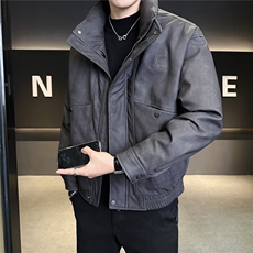 新标90绒美式皮衣羽绒服男冬季2025新款休闲外套A313-887-P305，男装皮衣，电商A313