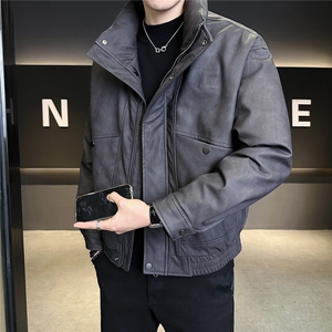 新标90绒 美式皮衣羽绒服男冬季2025新款休闲外套A313-887-P305图片