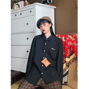 肌理感结构衬衫双层风琴效果潮牌男女情侣春季百搭时尚长袖上衣图片