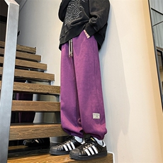 8XL-M痞帅脏脏束脚休闲卫裤男秋冬加绒加厚大码裤子KZ022特价P40，男装休闲裤，电商B312