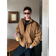 现货26春装美拉德立领飞行夹克纯色复古廓形高街棒球服外套，男装夹克，电商A486-1