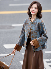 复古刺绣牛仔外套女2025年春秋新款设计感小个子百搭短款上衣，女装短外套，玖莱伊