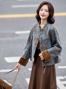 复古刺绣牛仔外套女2025年春秋新款设计感小个子百搭短款上衣图片