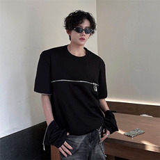 高品质现货春款美式垫肩拉链可拆卸机车高街时尚打底卫衣P55，男装卫衣，电商B319