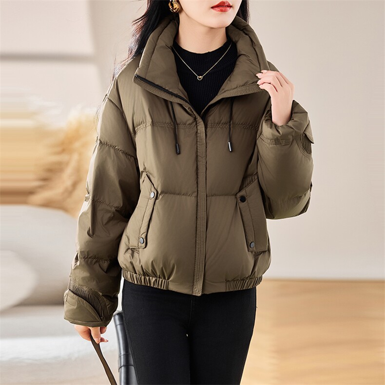 红色时尚百搭短款羽绒服女2025冬季新款休闲保暖泡芙感白鸭绒外套,女装羽绒服,初闻兮