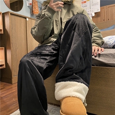 抖音品质冬季保暖加绒腊肠狗羊羔绒宽松休闲裤B315-K867-p65控88，男装休闲裤，电商B315