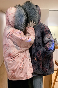 涂鸦china宇航员太空人大毛领加厚棉衣外套A071-Y299-P130