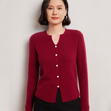 时尚女士双V领扣子长袖衫优雅显瘦10%开衫，女装羊绒衫，臻维羊绒