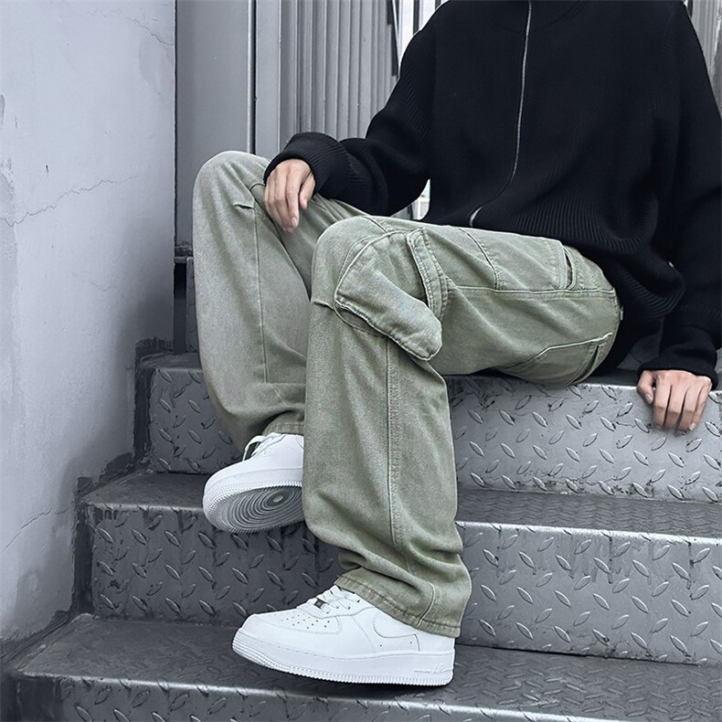 拼接工装复古牛仔裤潮流嘻哈口袋休闲hiphop裤子男女潮RK2111-P57,男装牛仔裤,星座412-3