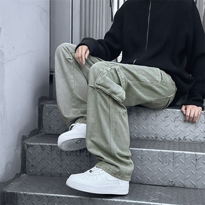 拼接工装复古牛仔裤潮流嘻哈口袋休闲hiphop裤子男女潮RK2111-P57图片