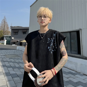 麂皮绒背心坎肩男T恤美式港风潮JB442-特P19控38图片