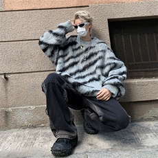 毛衣男秋冬季翻领针织衫美式潮流宽松慵懒风外套，男装针织衫/毛衣，星座716-4