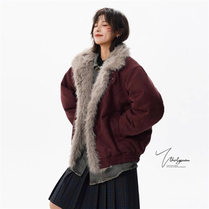 2025冬季座山雕加厚棉服男女宽松解构磨毛毛领外套MF391-P99图片