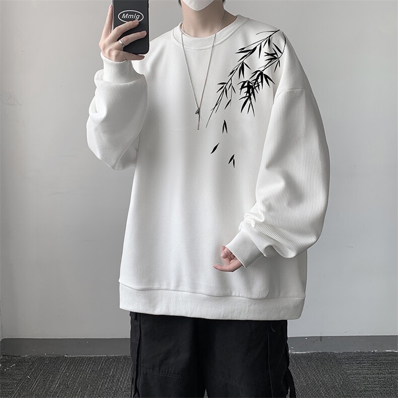 5XL华夫格卫衣男大码胖子圆领长袖t恤 HW76382-P30加绒款-P40图片
