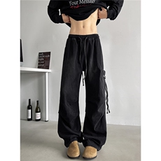 磨白水洗美式复古褶皱牛仔裤男女cleanfit潮牌大口袋宽松工装裤子，男装牛仔裤，星座218-8